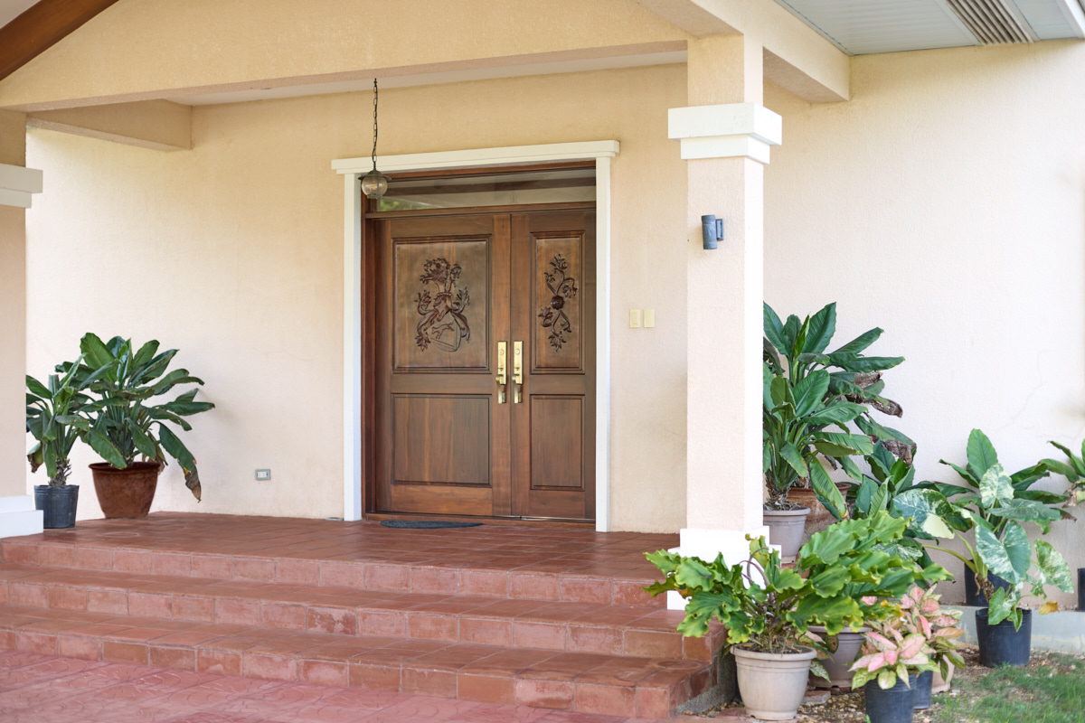 Hand-carved solid-wood entrance door