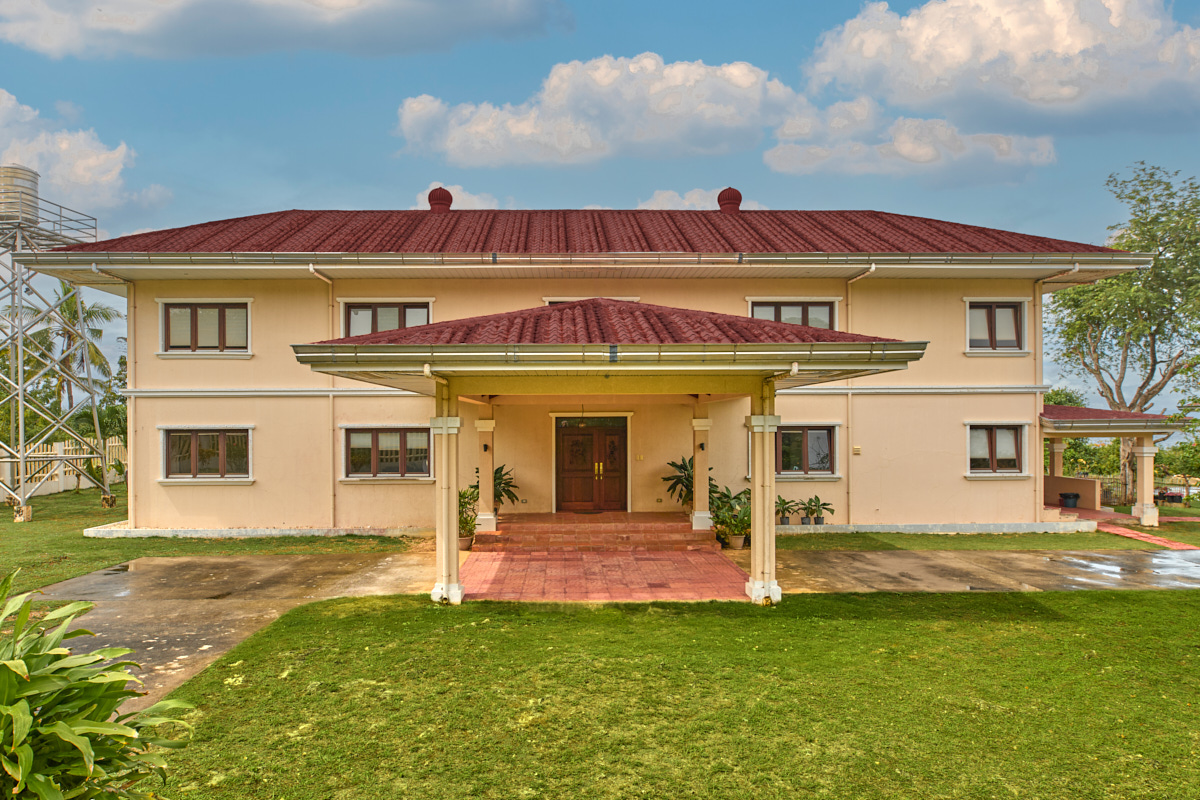 Front of the house with covered entrance