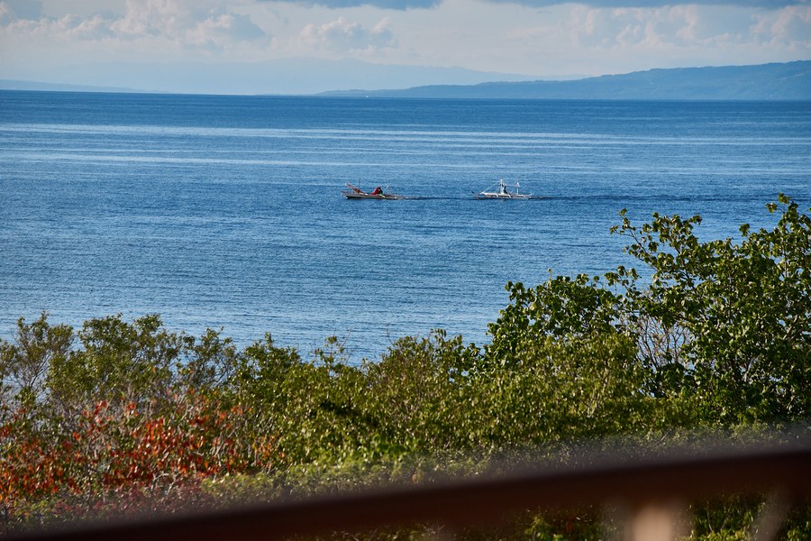 View over the sea with two fishing boats