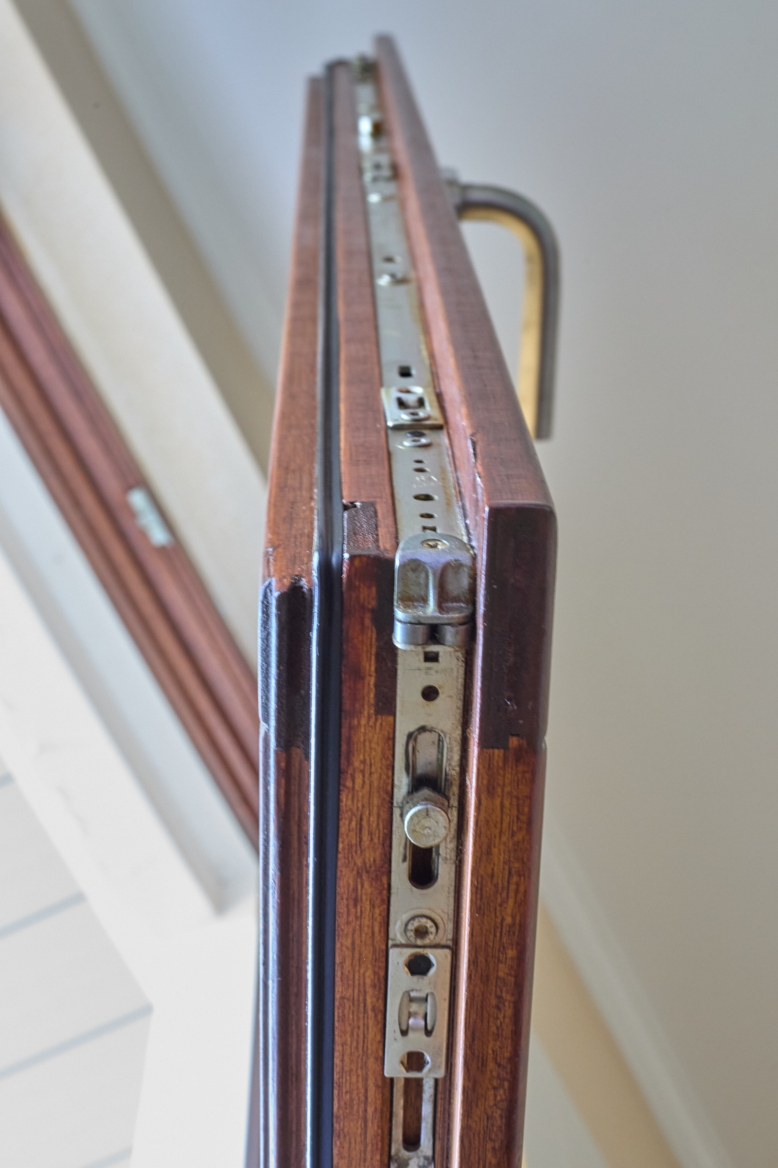 Window frame with German hardware
